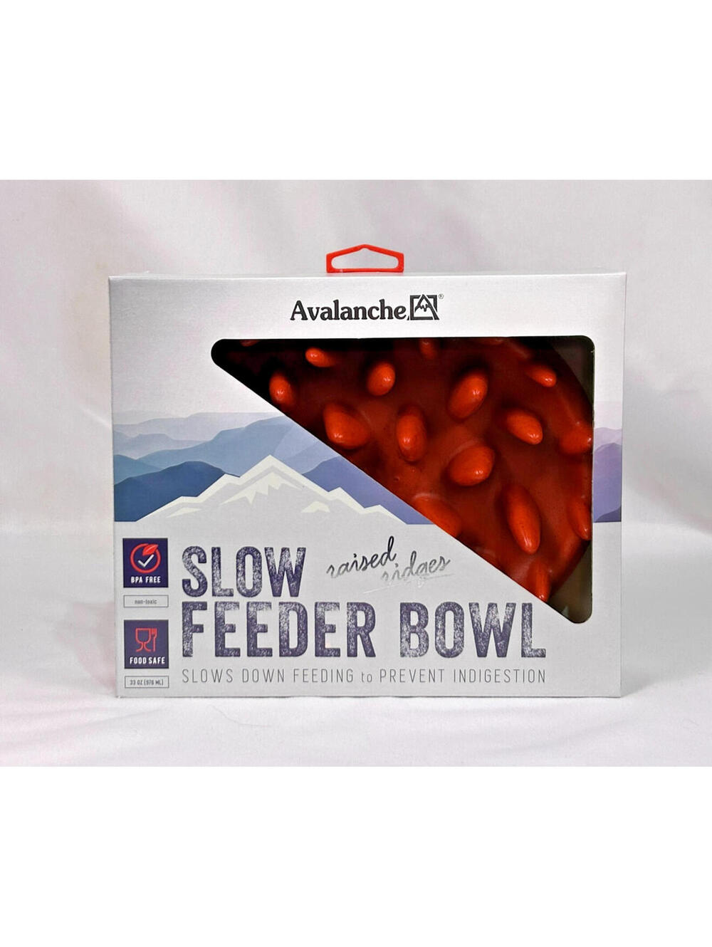 Avalanche Slow Feeder Dog Bowl 33 oz Raised Ridges BPA Free Food Safe Red New